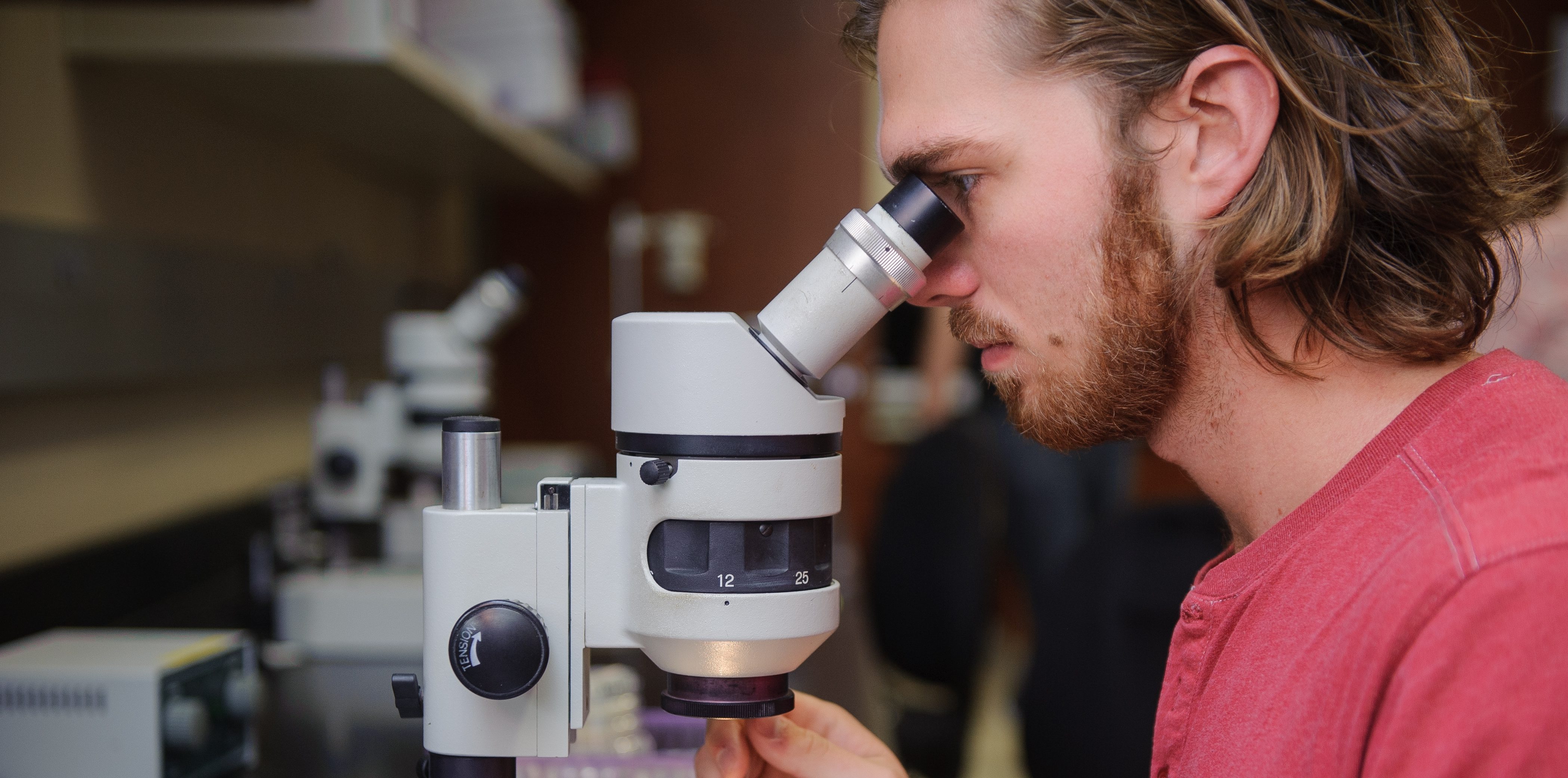 Story Image - Student looking in microscope
