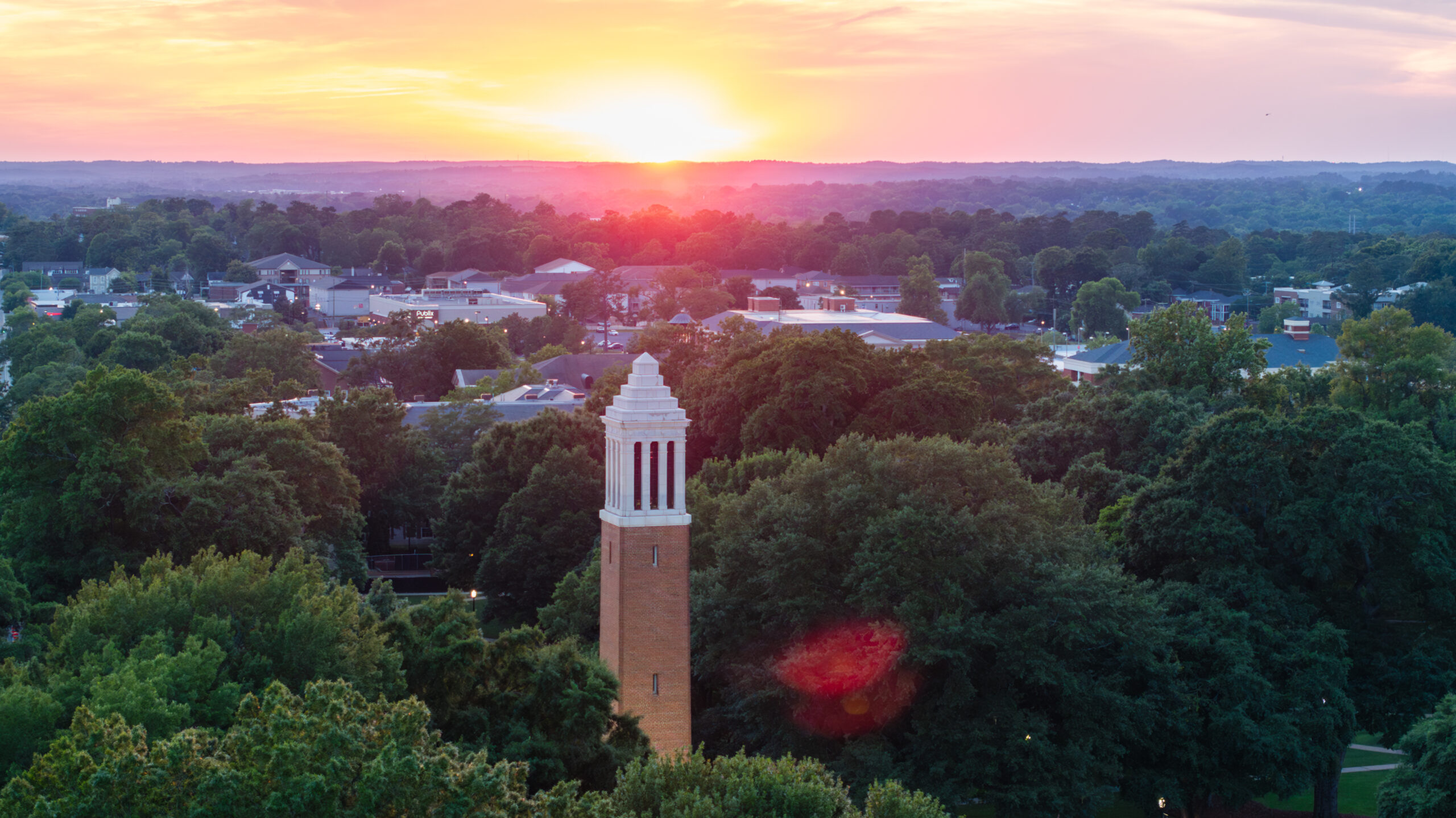 Denny Chimes with a sunset.